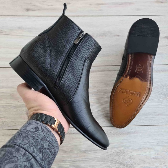 Black Chelsea Leather Boots